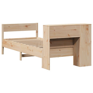 vidaXL Giroletto con Libreria senza Materasso 75x190 cm in Legno Pino