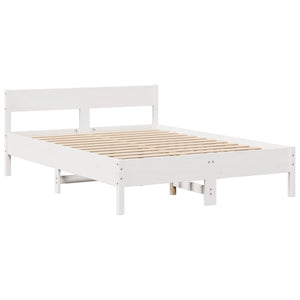 Letto Libreria senza Materasso-Struttura Letto con contenitore Bianco 160x200 cm Legno di Pino 171766