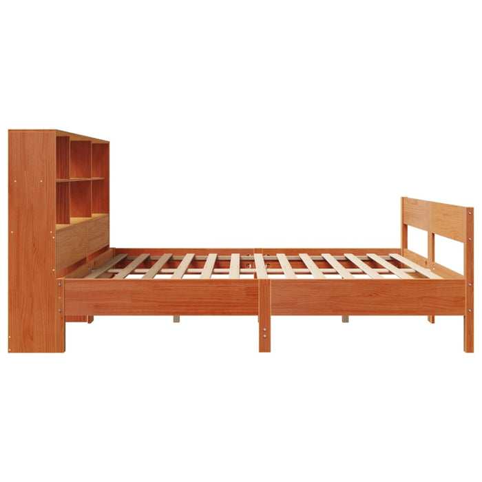 Letto Libreria senza Materasso Marrone Cera 140x200 cm in Pino 3322989
