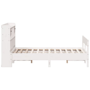 Letto Libreria senza Materasso-Struttura Letto con contenitore Bianco 160x200 cm Legno di Pino 534030