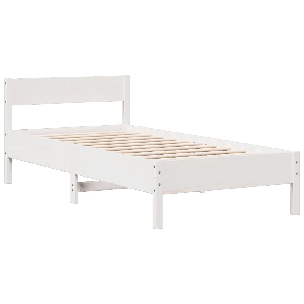 vidaXL Letto Libreria senza Materasso Bianco 90x190 cm Massello Pino