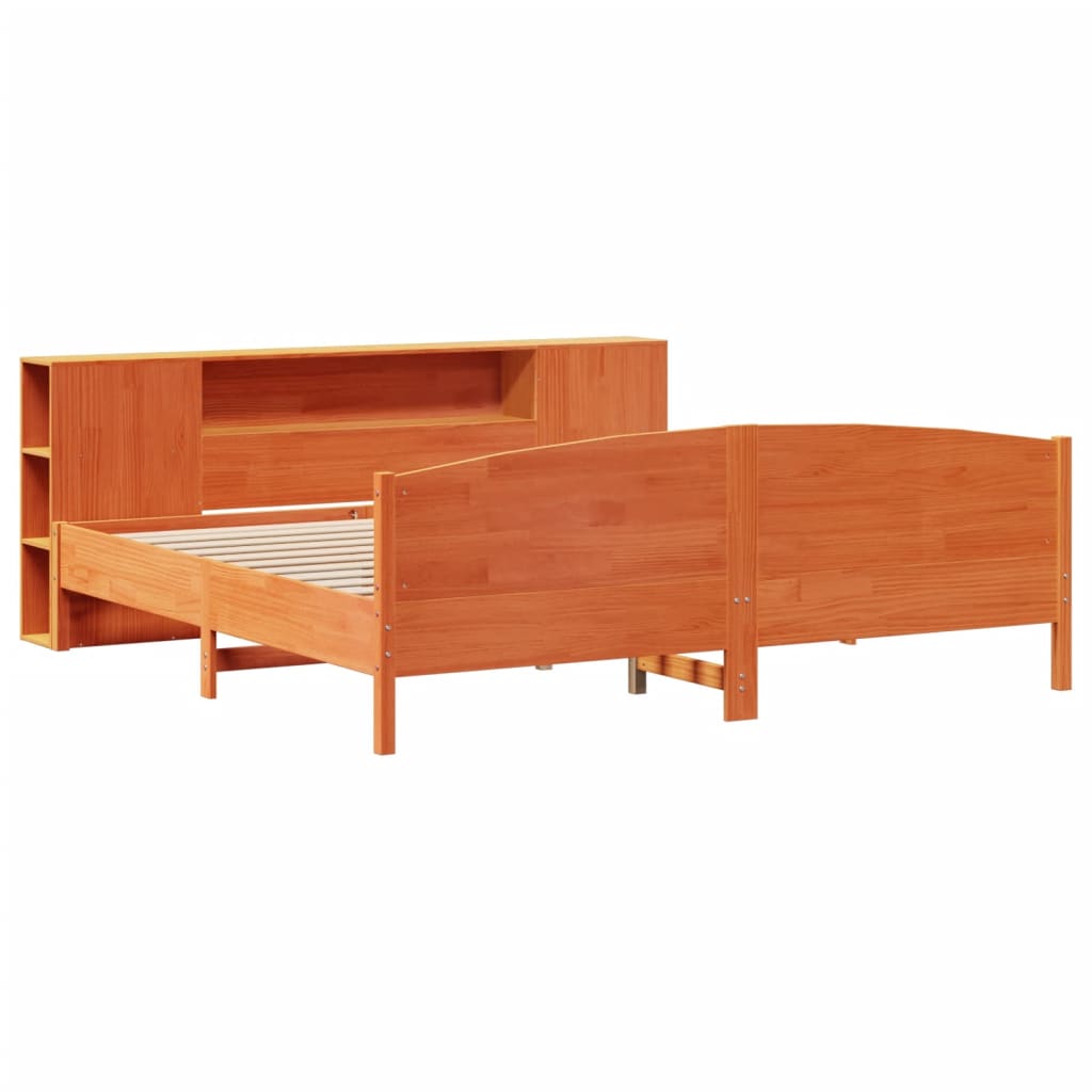 vidaXL Letto Libreria senza Materasso Marrone Cera 180x200 cm in Pino