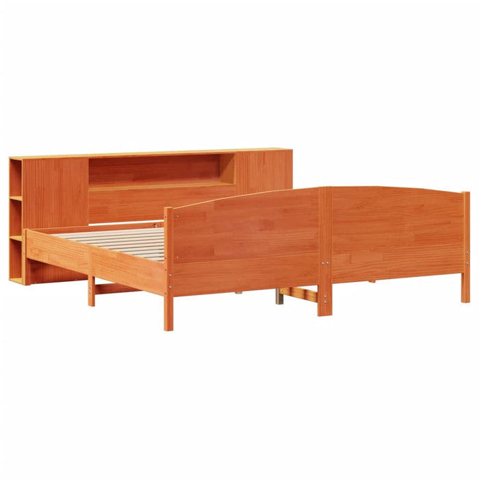 vidaXL Letto Libreria senza Materasso Marrone Cera 180x200 cm in Pino