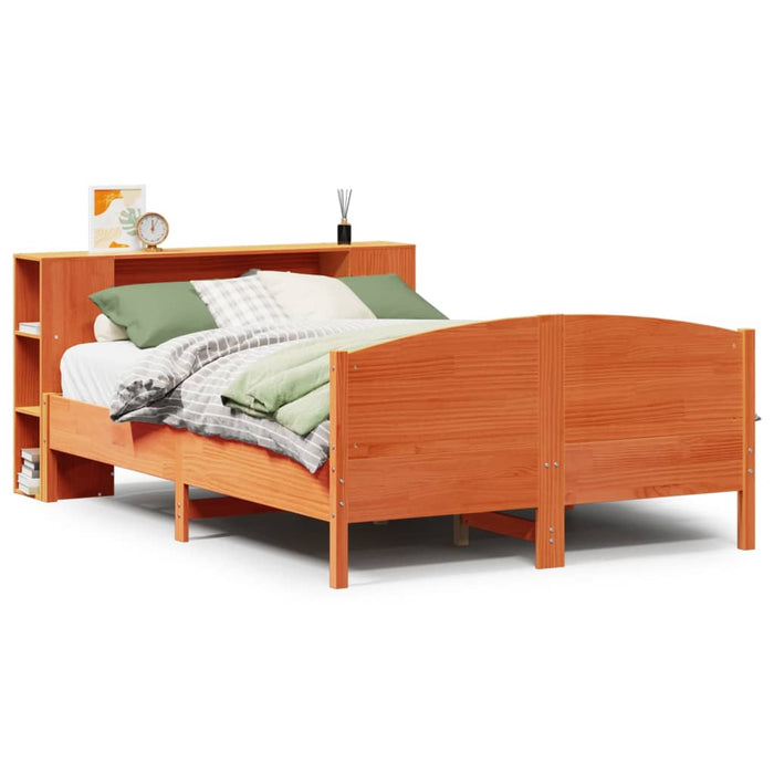 vidaXL Letto Libreria senza Materasso Marrone Cera 150x200 cm in Pino