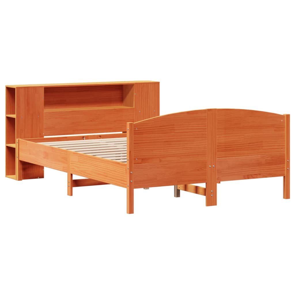 vidaXL Letto Libreria senza Materasso Marrone Cera 150x200 cm in Pino