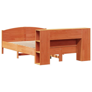 vidaXL Letto Libreria senza Materasso Marrone Cera 150x200 cm in Pino