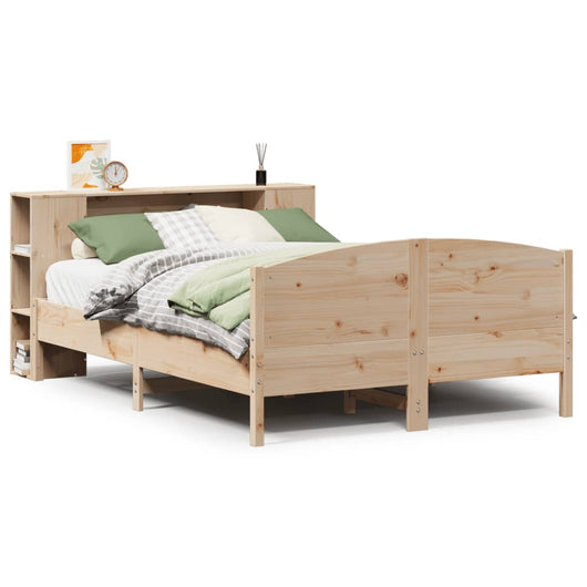 Letto Libreria senza Materasso-Struttura Letto con contenitore 135x190 cm in Legno di Pino 372255