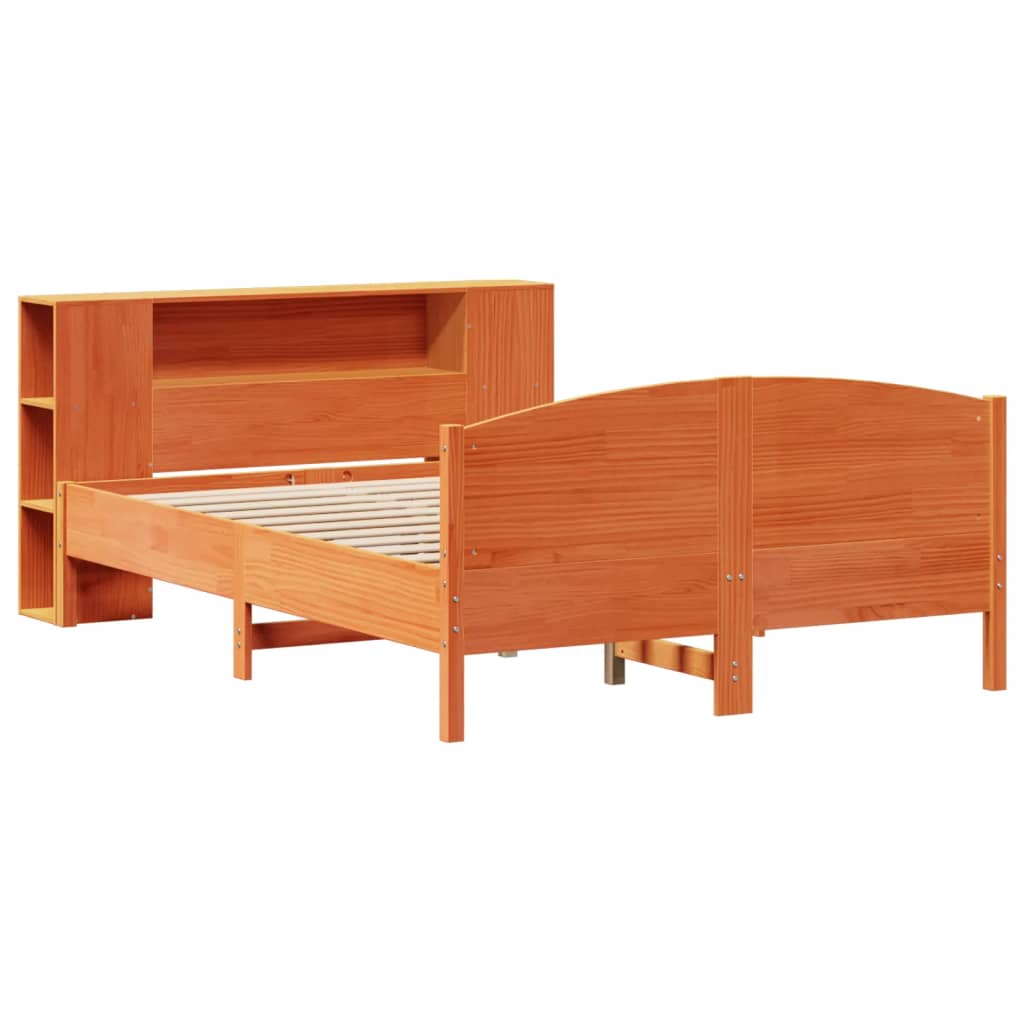 vidaXL Letto Libreria senza Materasso Marrone Cera 120x190 cm in Pino