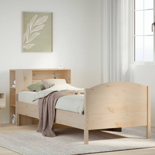 Letto Libreria senza Materasso-Struttura Letto con contenitore 100x200 cm in Legno di Pino 903701