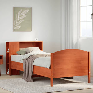 vidaXL Letto Libreria senza Materasso Marrone Cera 75x190 cm in Pino