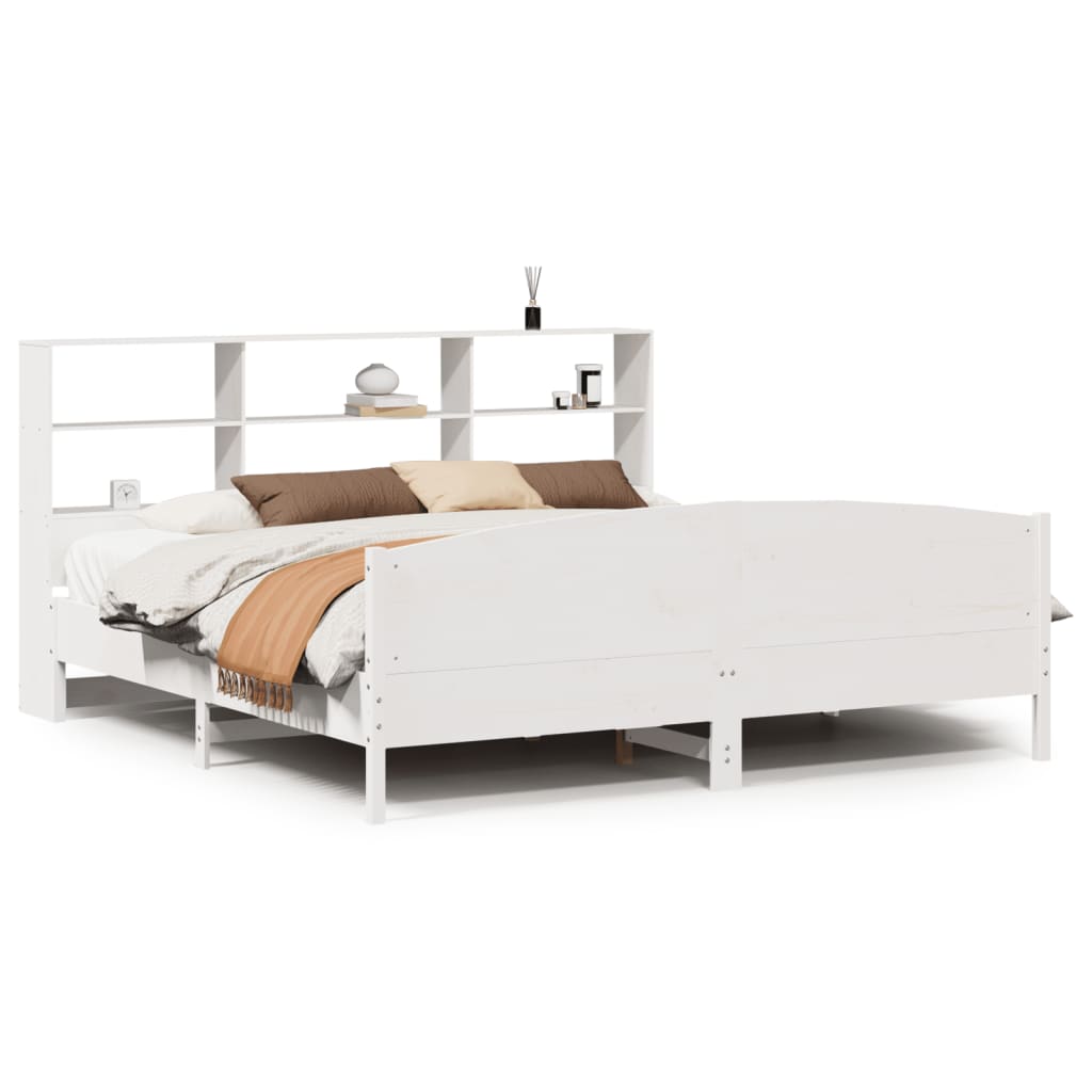 vidaXL Letto Libreria senza Materasso Bianco 200x200 cm Legno di Pino