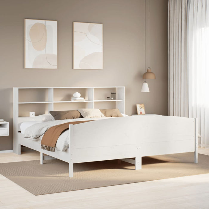 vidaXL Letto Libreria senza Materasso Bianco 200x200 cm Legno di Pino
