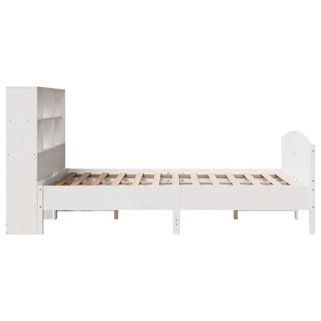 Letto Libreria senza Materasso-Struttura Letto con contenitore Bianco 160x200 cm Legno di Pino 676120