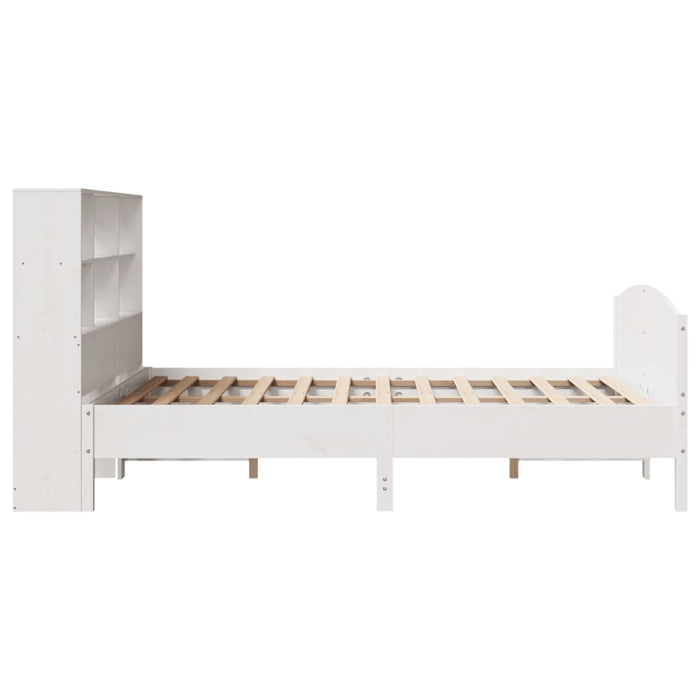 Letto Libreria senza Materasso-Struttura Letto con contenitore Bianco 160x200 cm Legno di Pino 676120