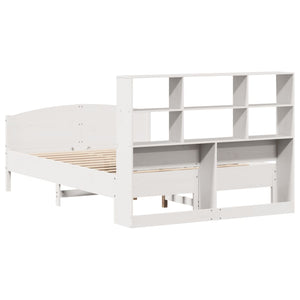 Letto Libreria senza Materasso-Struttura Letto con contenitore Bianco 160x200 cm Legno di Pino 676120