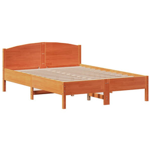 vidaXL Letto Libreria senza Materasso Marrone Cera 135x190 cm in Pino