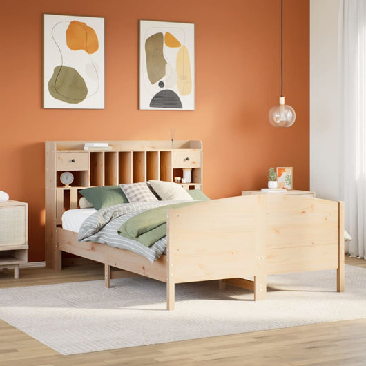Letto Libreria senza Materasso-Struttura Letto con contenitore 160x200 cm in Legno di Pino 451148