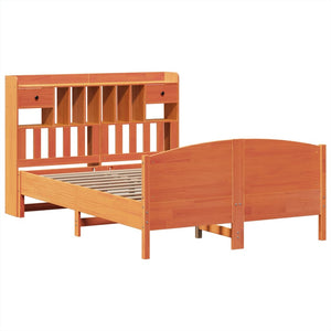 vidaXL Letto Libreria senza Materasso Marrone Cera 150x200 cm in Pino