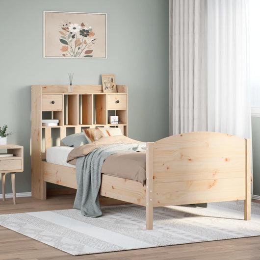 Letto Libreria senza Materasso-Struttura Letto con contenitore 100x200 cm in Legno di Pino 477169