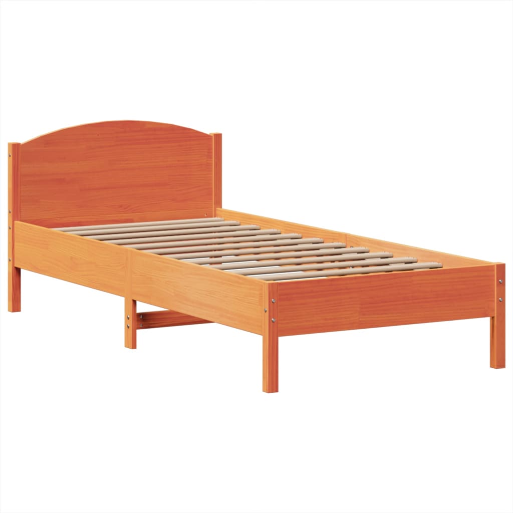 vidaXL Letto Libreria senza Materasso Marrone Cera 100x200 cm in Pino