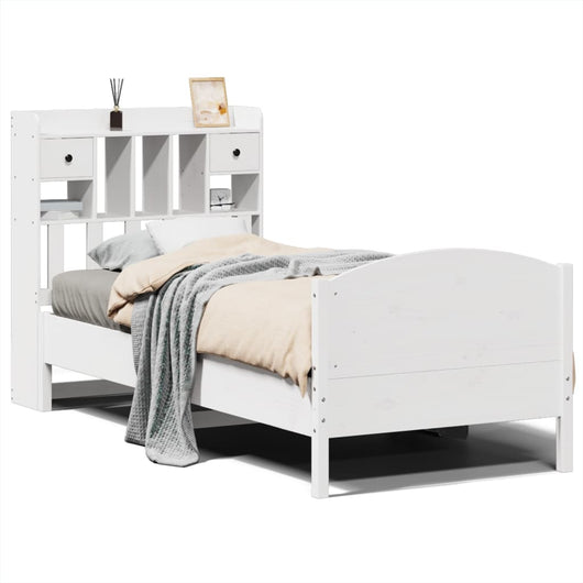 vidaXL Letto Libreria senza Materasso Bianco 90x190 cm Massello Pino