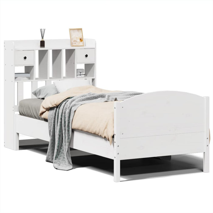 vidaXL Letto Libreria senza Materasso Bianco 90x190 cm Massello Pino