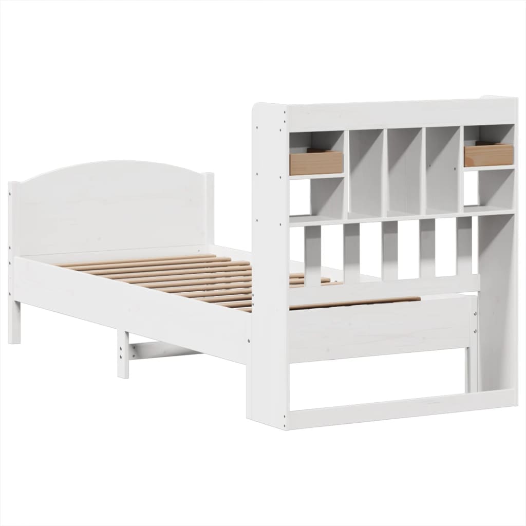vidaXL Letto Libreria senza Materasso Bianco 90x190 cm Massello Pino