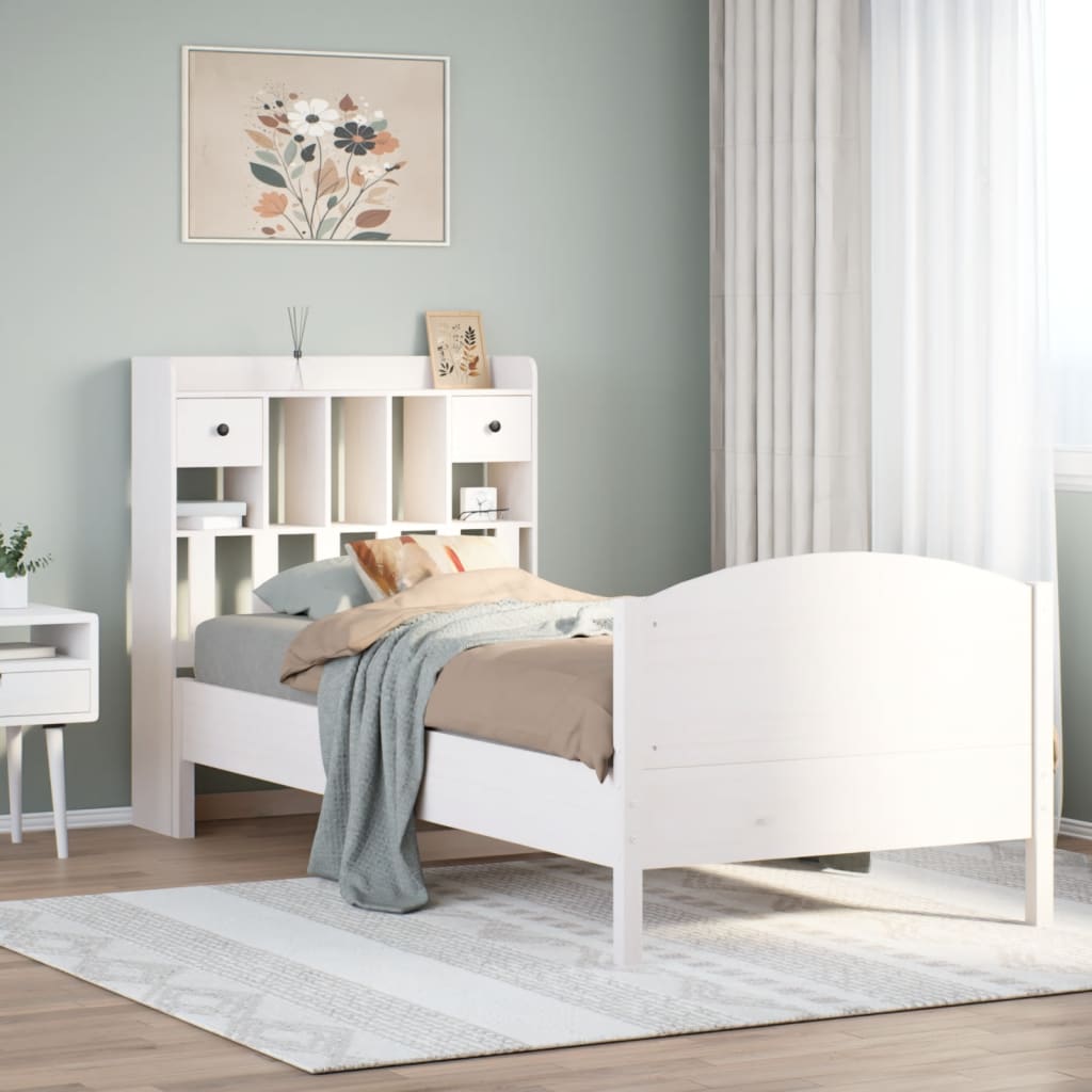 vidaXL Letto Libreria senza Materasso Bianco 90x190 cm Massello Pino