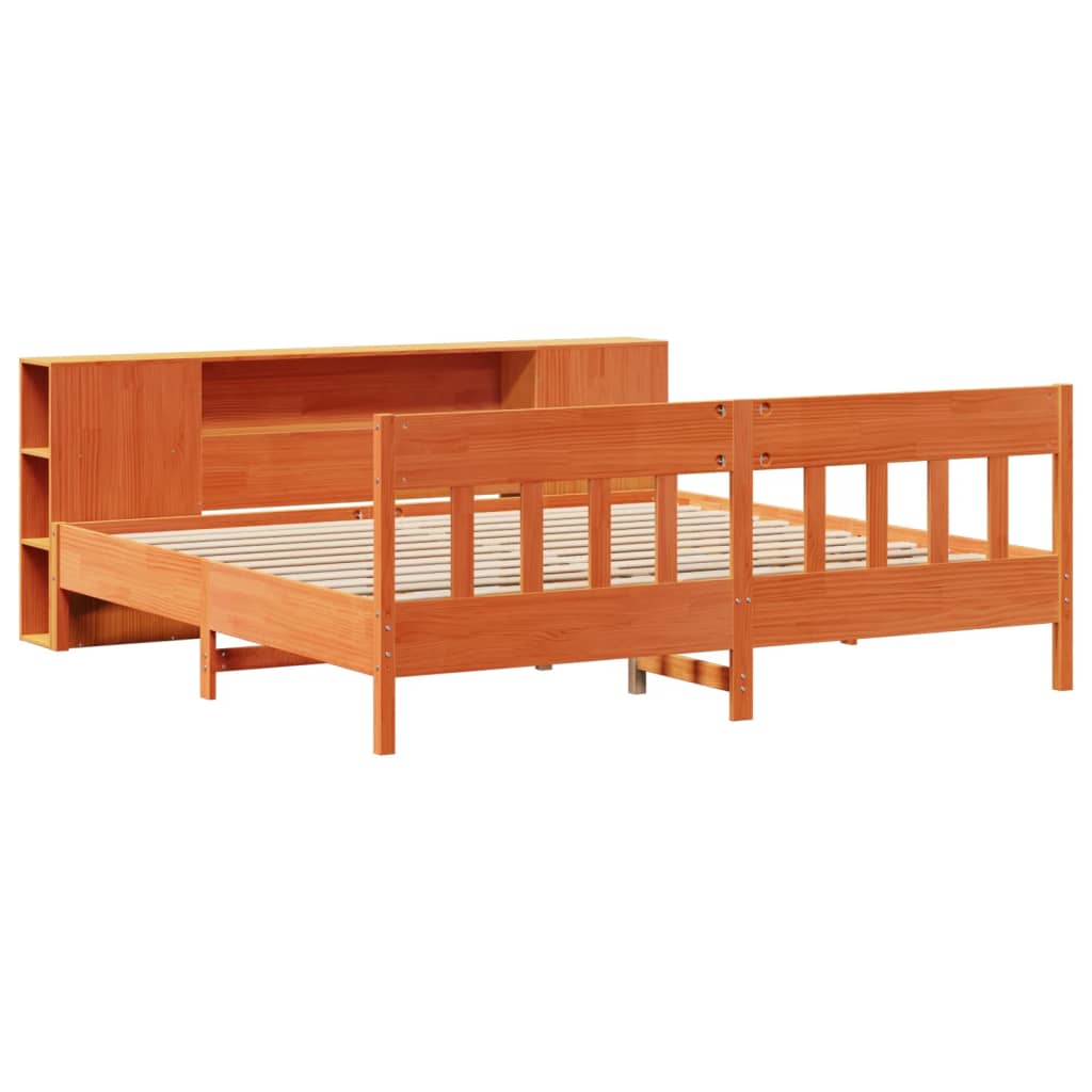 vidaXL Letto Libreria senza Materasso Marrone Cera 180x200 cm in Pino