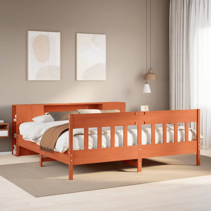 vidaXL Letto Libreria senza Materasso Marrone Cera 180x200 cm in Pino