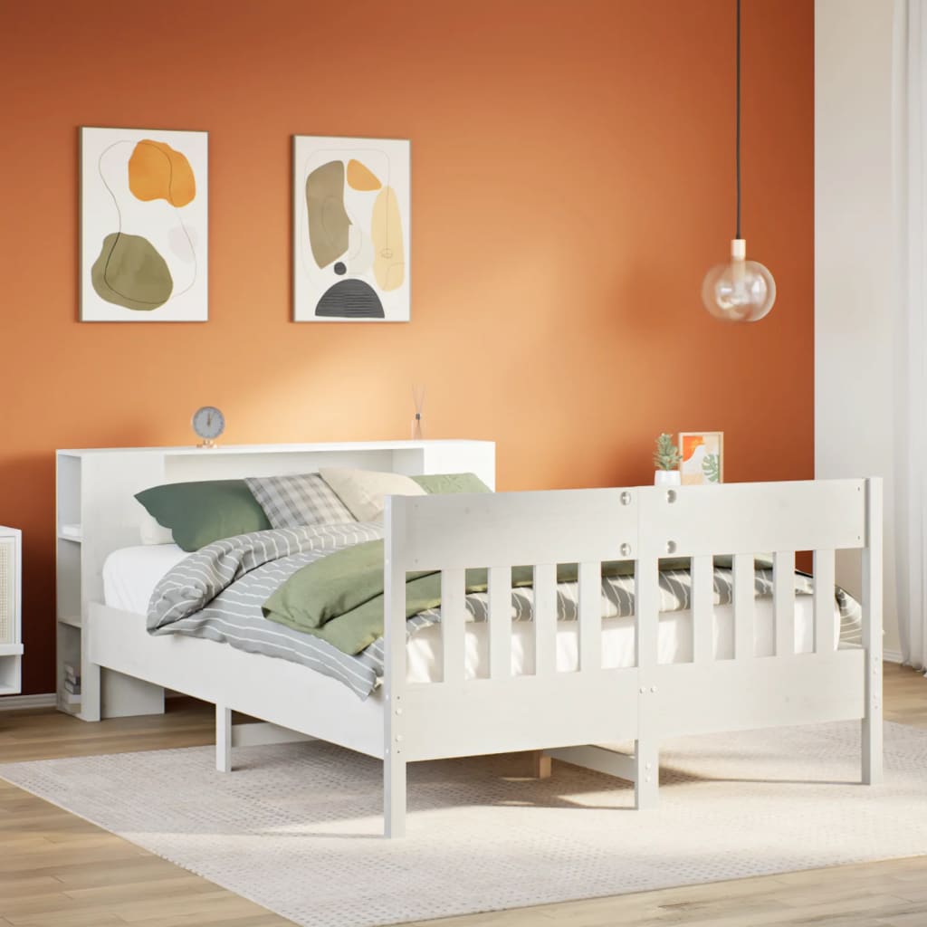 vidaXL Letto Libreria senza Materasso Bianco 150x200 cm Legno di Pino