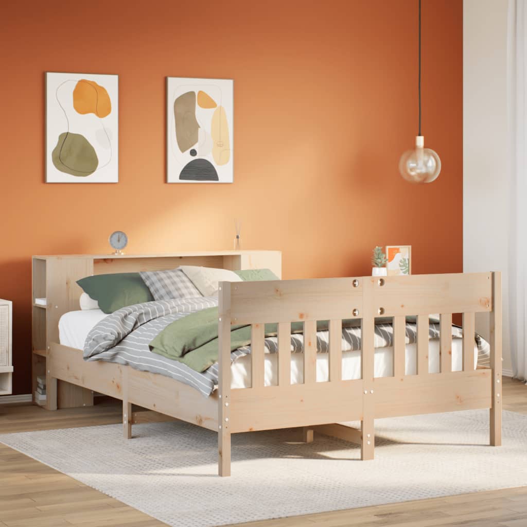 Letto Libreria senza Materasso-Struttura Letto con contenitore 120x190 cm in Legno di Pino 436190