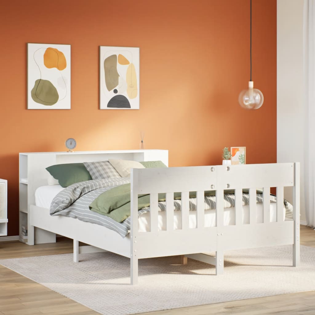 vidaXL Letto Libreria senza Materasso Bianco 120x190 cm Legno di Pino