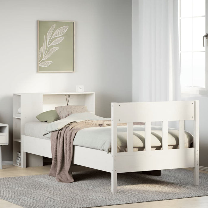 Letto con Libreria senza Materasso-Struttura Letto con contenitore 75x190 cm in Legno Pino 818770