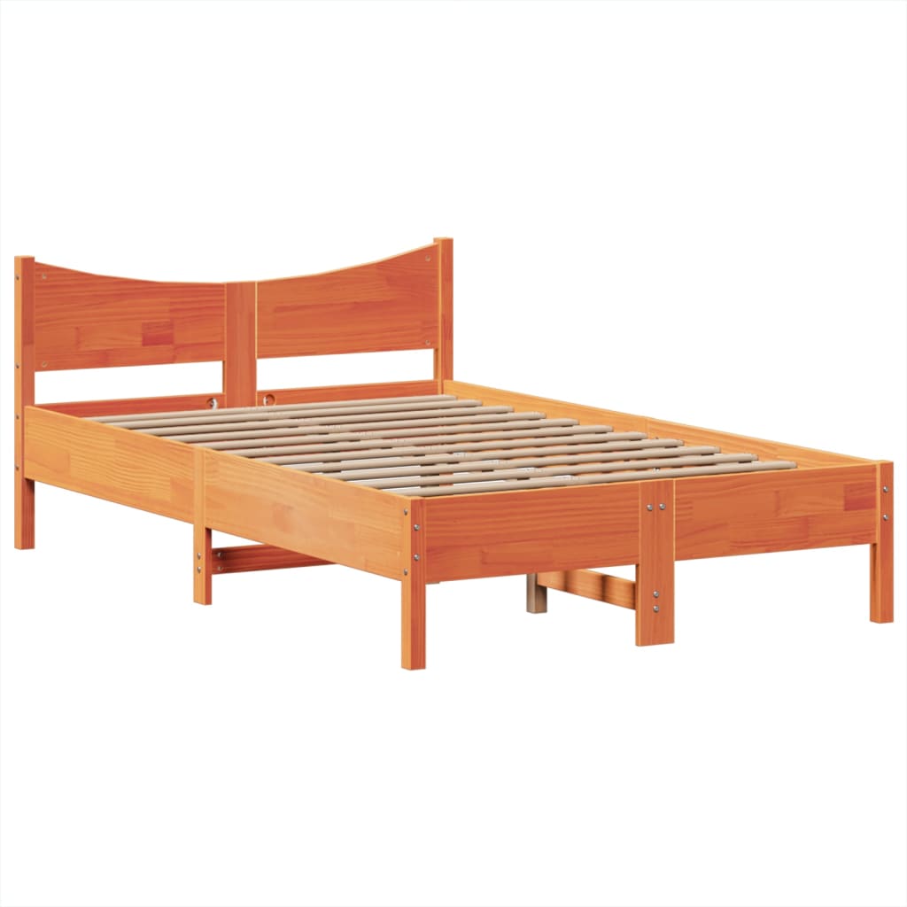 vidaXL Letto senza Materasso Marrone Cera 135x190 cm in Legno di Pino