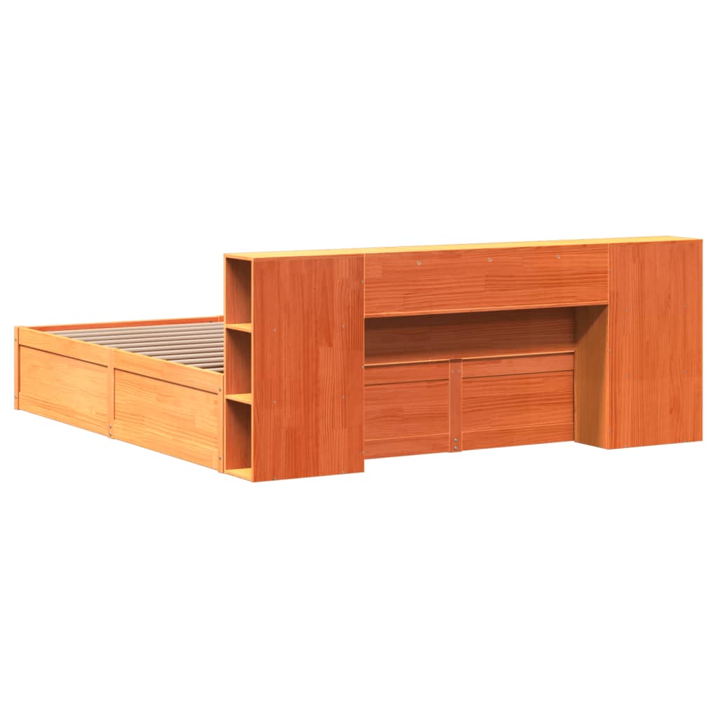 vidaXL Giroletto senza Materasso Marrone Cera 200x200 cm Legno di Pino