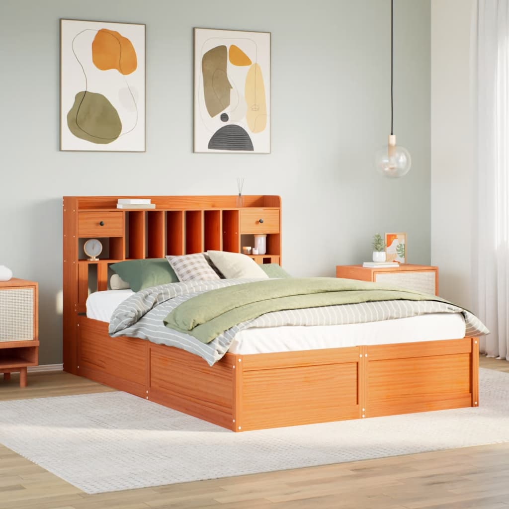 vidaXL Letto senza Materasso Marrone Cera 140x190 cm in Legno di Pino