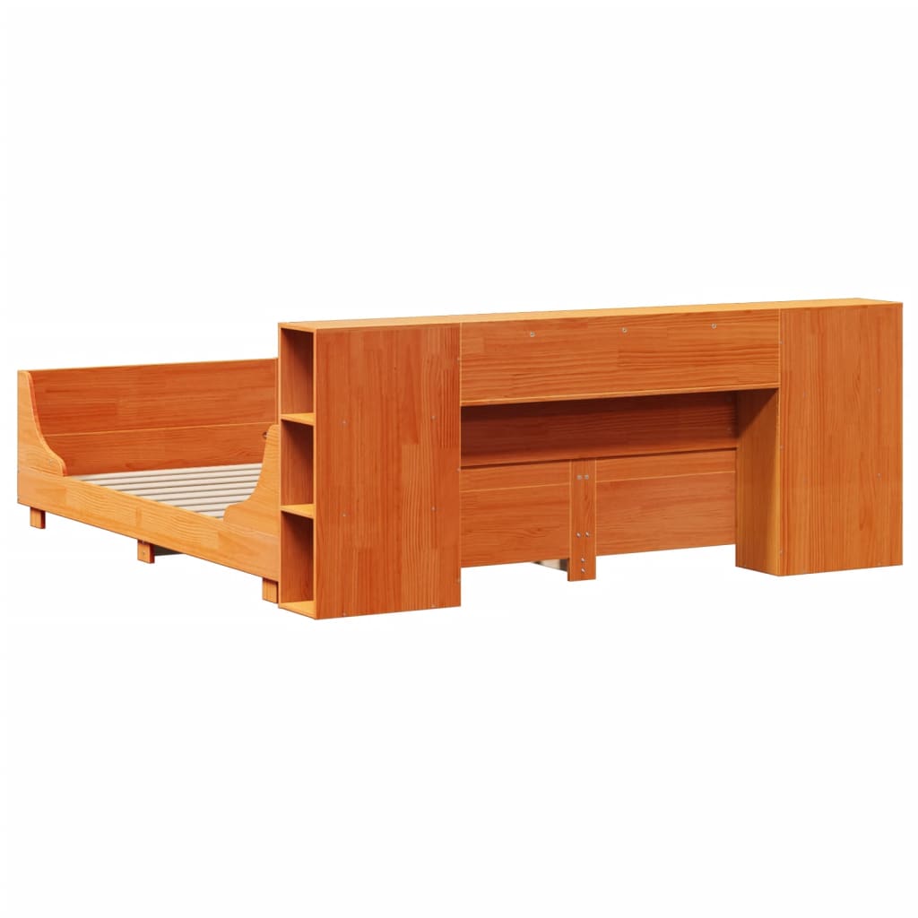 vidaXL Giroletto senza Materasso Marrone Cera 200x200 cm Legno di Pino