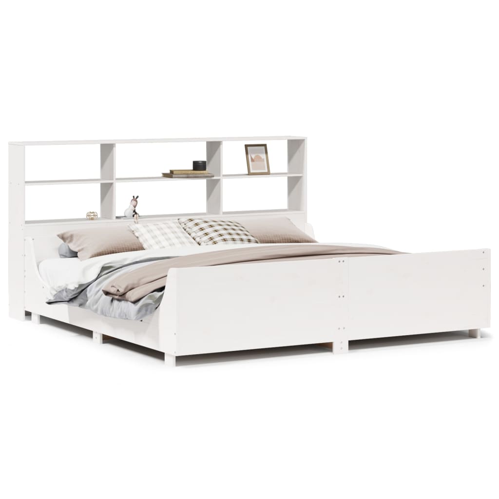 vidaXL Letto Libreria senza Materasso Bianco 200x200 cm Legno Massello