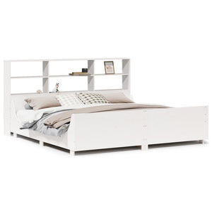vidaXL Letto Libreria senza Materasso Bianco 200x200 cm Legno Massello