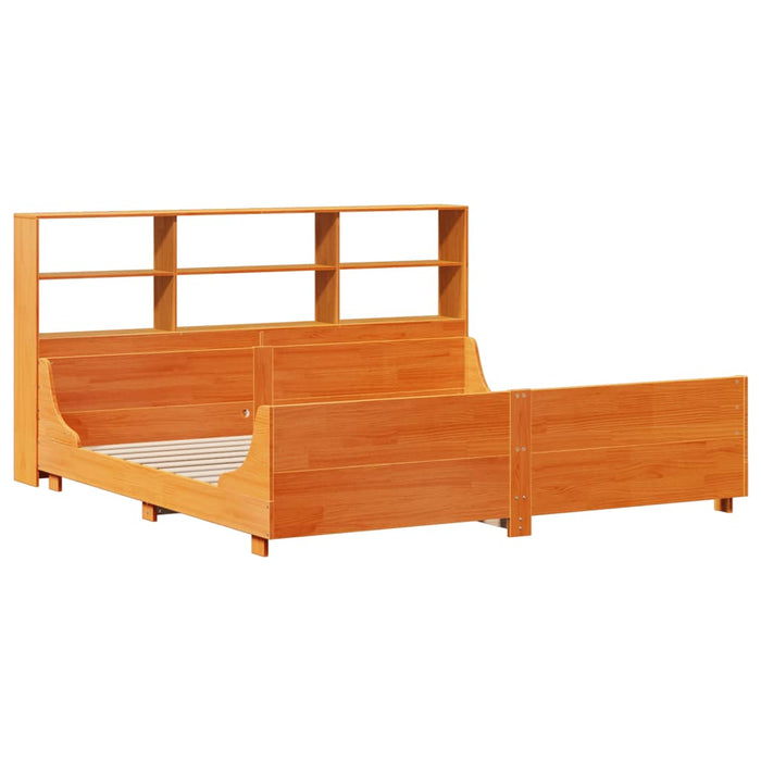 vidaXL Letto Libreria senza Materasso Marrone Cera 200x200 cm Legno