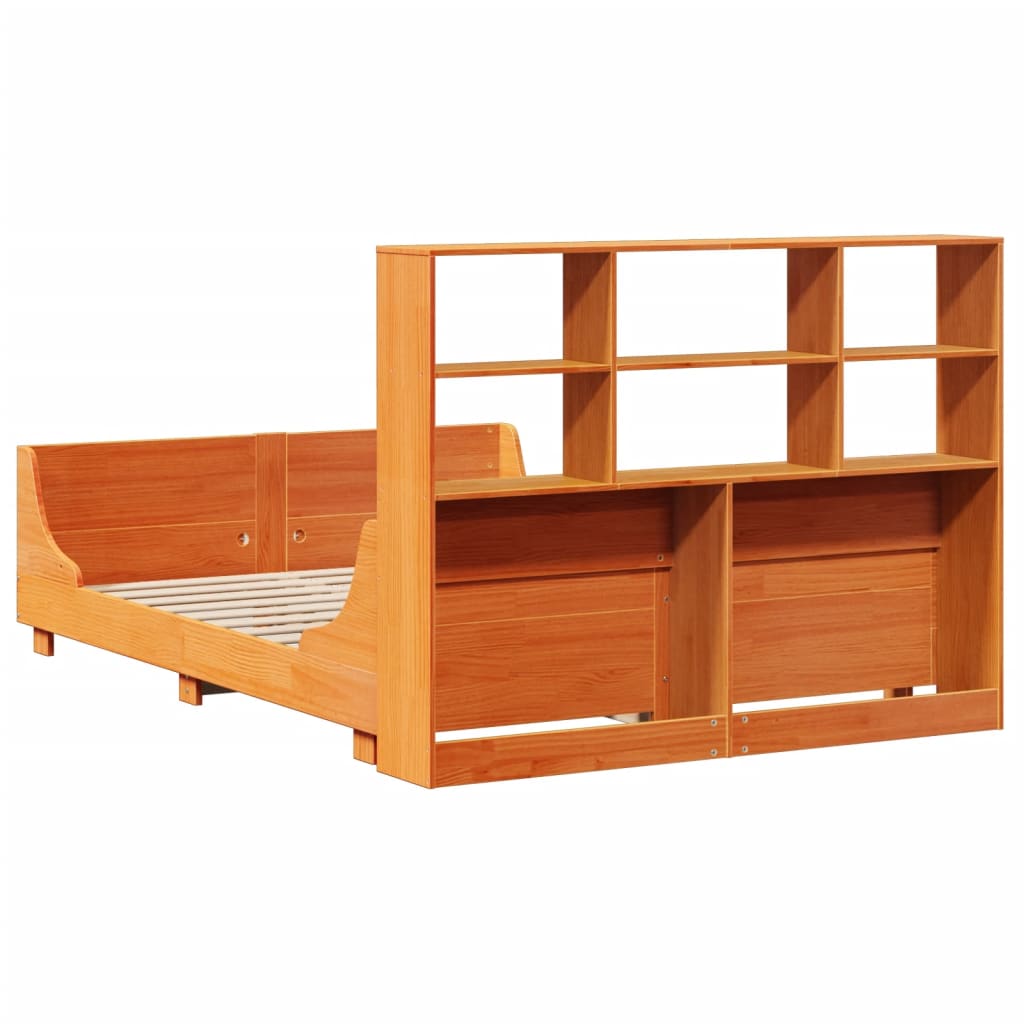 vidaXL Letto Libreria senza Materasso Marrone Cera 150x200 cm Legno