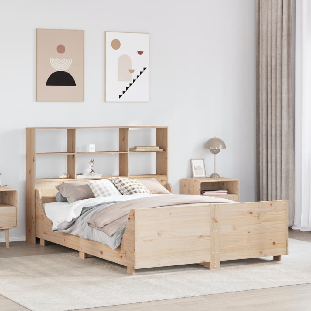 Letto Libreria senza Materasso-Struttura Letto con contenitore 140x200 cm in Legno Massello 132528