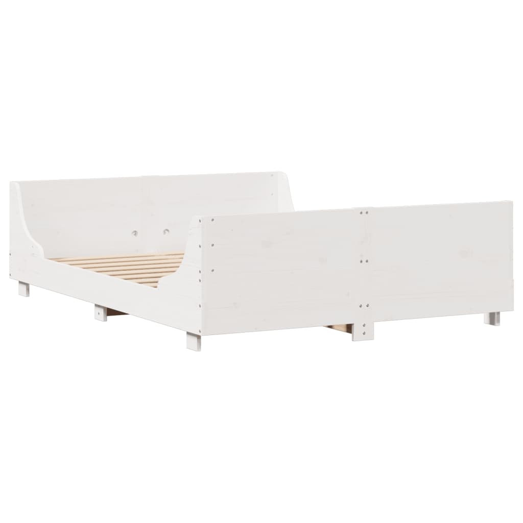 vidaXL Letto Libreria senza Materasso Bianco 120x200 cm Legno Massello