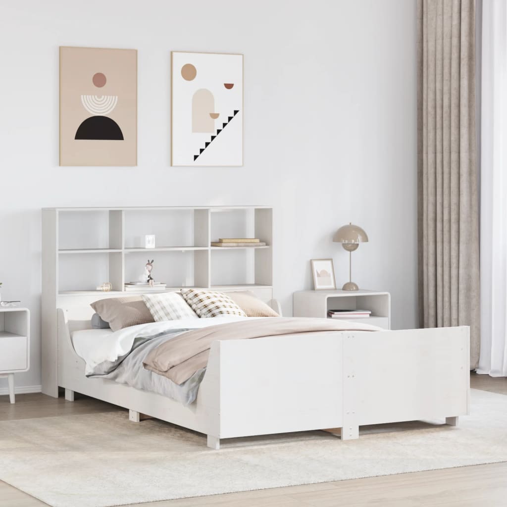 vidaXL Letto Libreria senza Materasso Bianco 140x190 cm Legno Massello