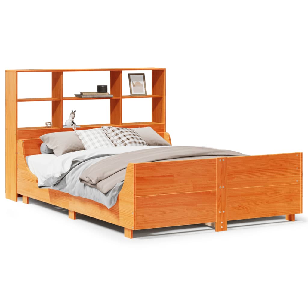 Letto Libreria senza Materasso Marrone Cera 135x190 cm Legno 3323823