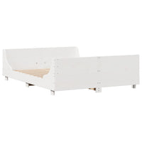 Letto Libreria senza Materasso-Struttura Letto con contenitore Bianco 120x190 cm Legno Massello 711834