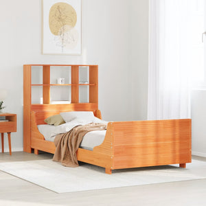 vidaXL Letto Libreria senza Materasso Marrone Cera 75x190 cm Legno