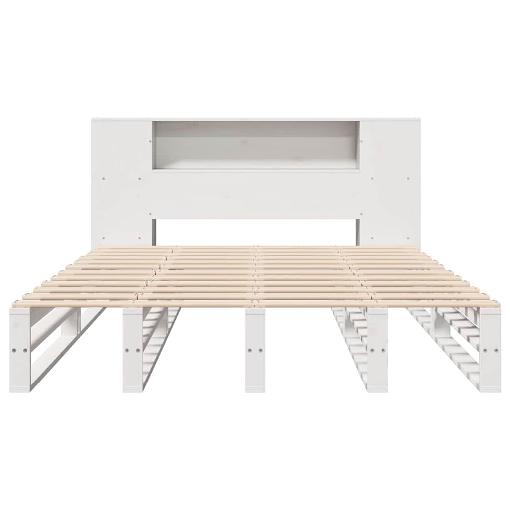 vidaXL Letto Libreria senza Materasso Bianco 150x200 cm Legno Massello