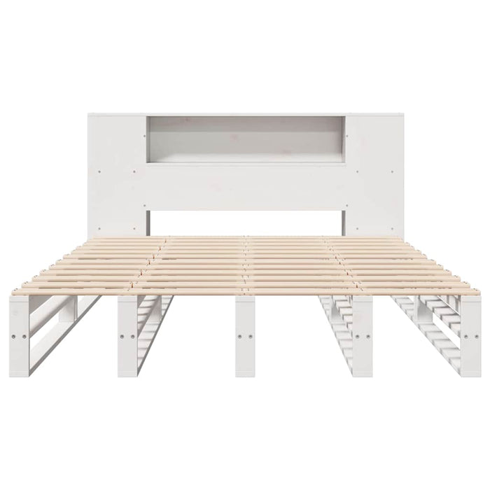 vidaXL Letto Libreria senza Materasso Bianco 150x200 cm Legno Massello